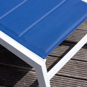 Set van 2 blauwe textilene BARBADOS ligbedden - wit aluminium
